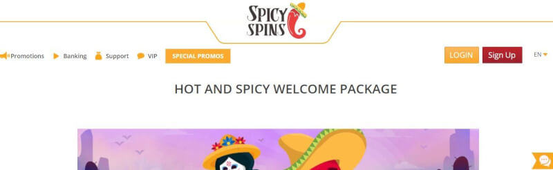 spicy spins casino website provides gambling games, ilk depozit bonusu və yeni oyunçular üçün promosyonlar-loqosu