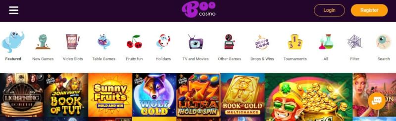 boo casino website provides gambling games and promotions for new players-logo