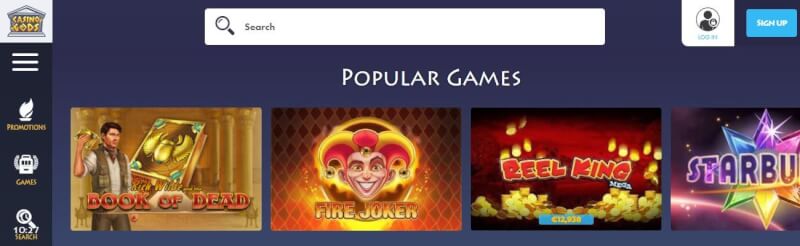 casino gods homepage offers gambling games and promotions for brand new players-logo