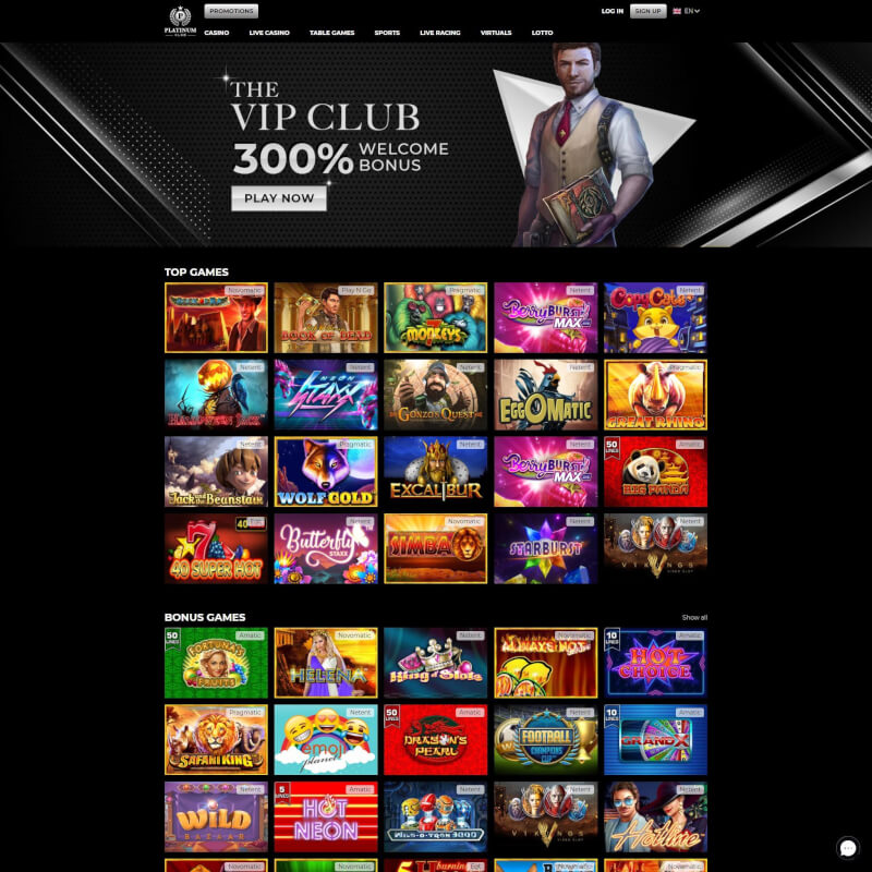Platinum Club VIP Casino screenshot 1