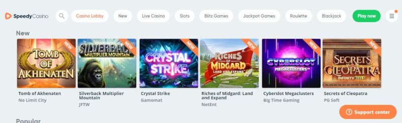 speedy casino lobby provides gambling games and quick deposit choice making use of Trustly payment method-logo