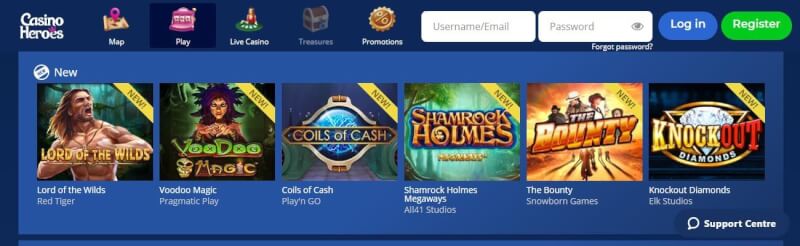 casino heroes website provides gambling games, ilk depozit əlavə və yeni oyunçular üçün promosyonlar-loqosu