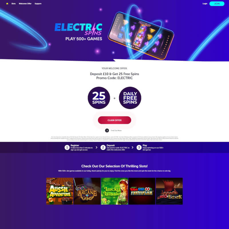 Electric Spins Casino screenshot 1