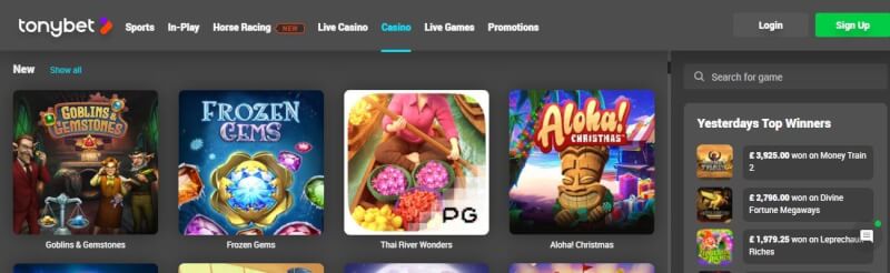 TonyBet Casino is made amazing nevertheless collection of games provided by a few pc software designers. You will find all casino games and bonuses from homepage-logo