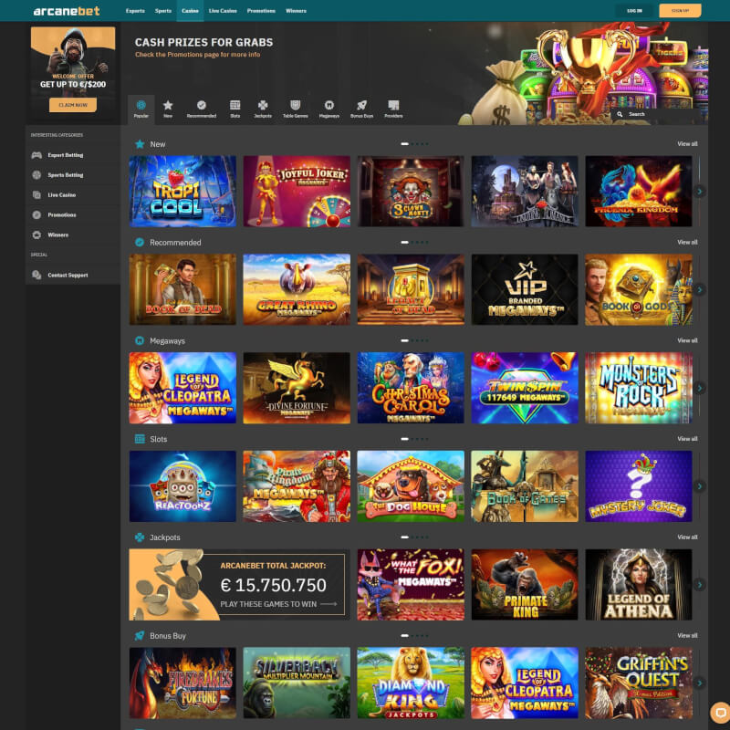 Arcanebet Casino screenshot 1