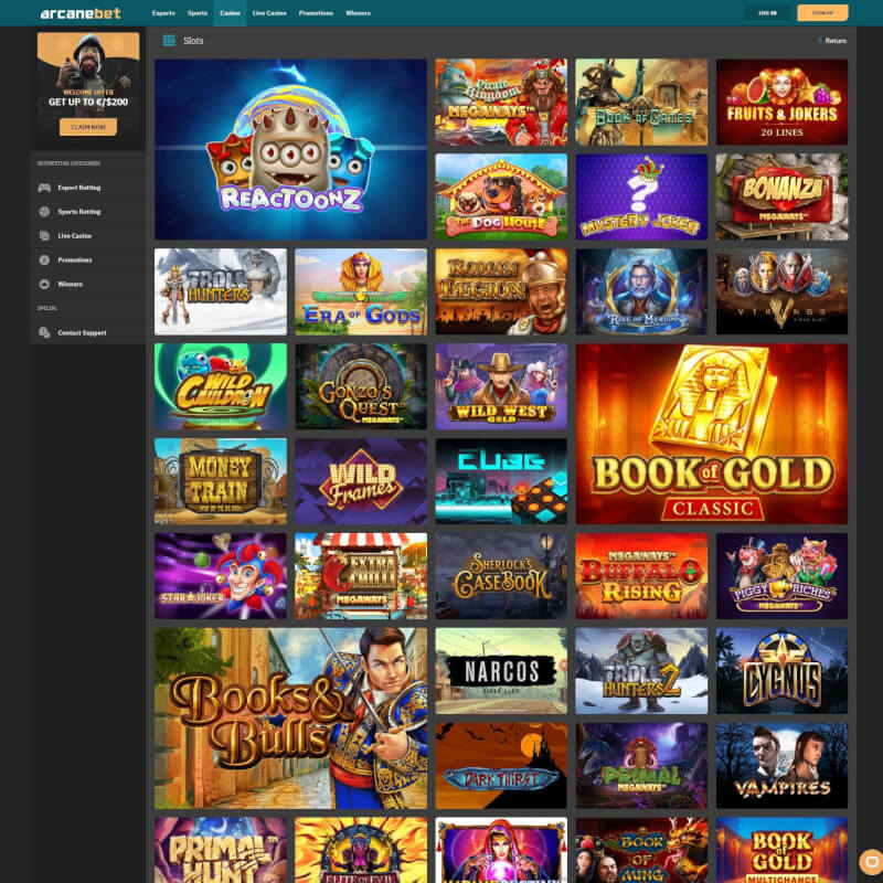 Arcanebet Casino screenshot 2