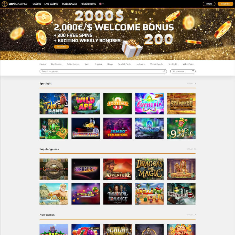 Zev Casino screenshot 1