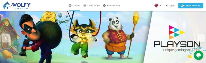 wolf casino homepage offers gambling games and offers for new players-logo