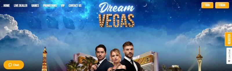 dream vegas homepage offers casino games, first deposit extra and promotions for new players-logo