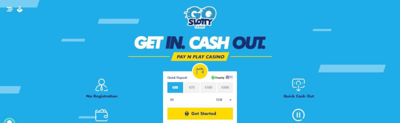 Goslotty pay n play casino lobby, make a fast deposit with Trustly-logo