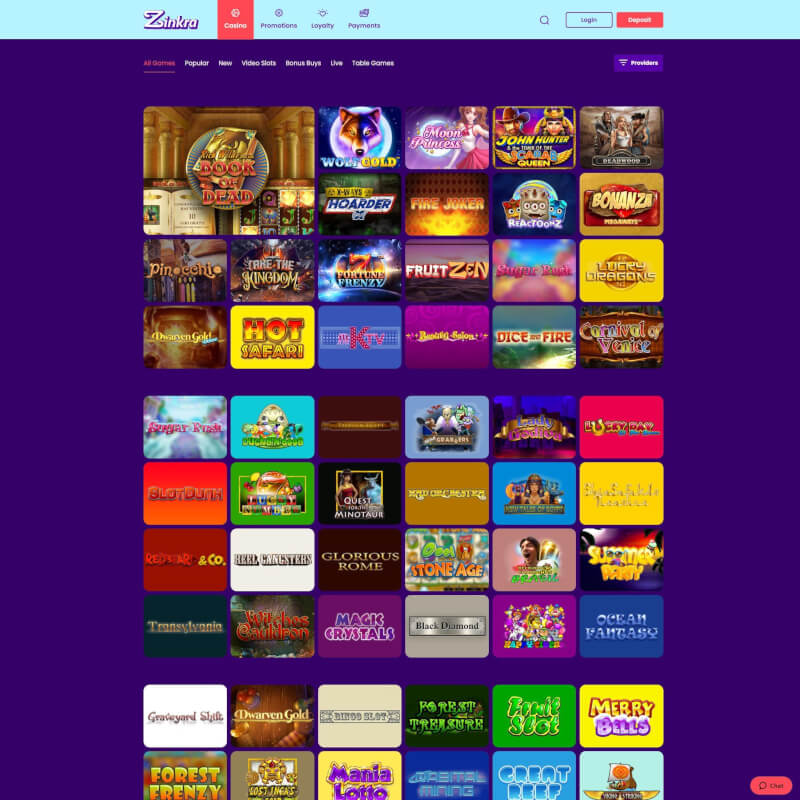 Zinkra Casino screenshot 2