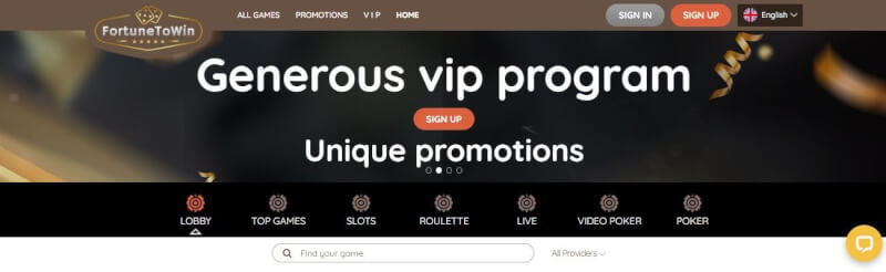 fortunetowin website offers casino games, very first deposit extra and campaigns for brand new players-logo