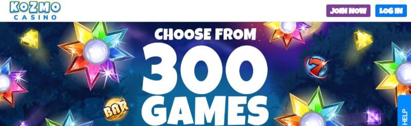 kozmo casino website provides gambling games, first deposit extra and promotions for brand new players-logo