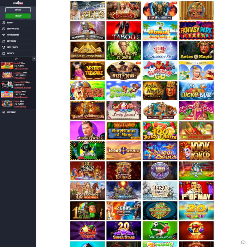 Syndicate Casino screenshot 2