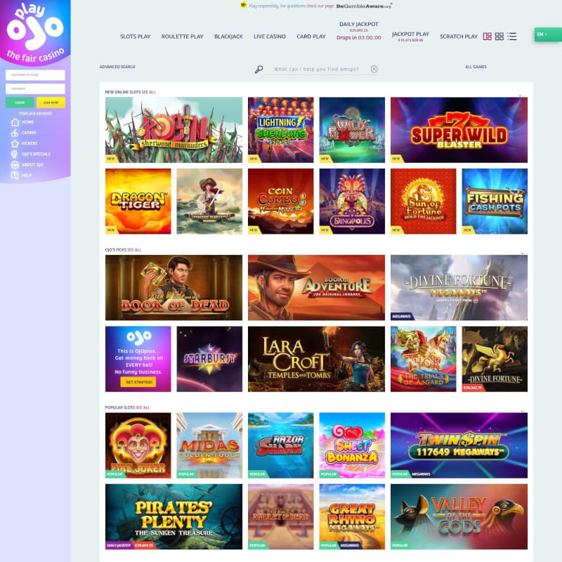 PlayOJO screenshot 2