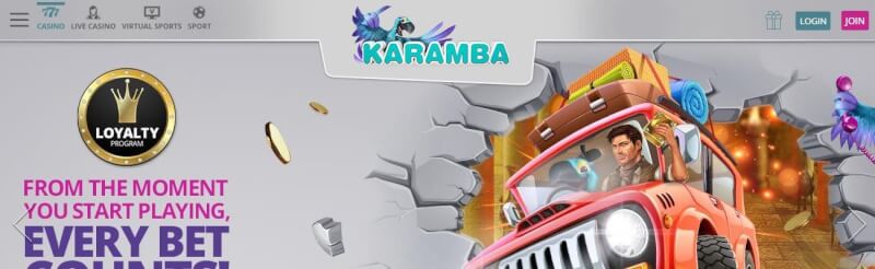 karamba casino homepage provides casino games and offers for new players-logo