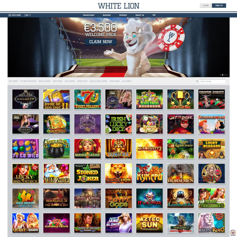 WhiteLion Bets Casino screenshot 1