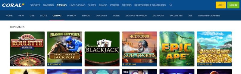 coral casino homepage offers casino games, first deposit bonus and promotions for new players-logo