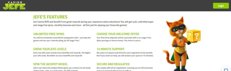 jefe casino homepage provides gambling games, ilk depozit bonusu və yeni oyunçular üçün kampaniyalar-loqosu