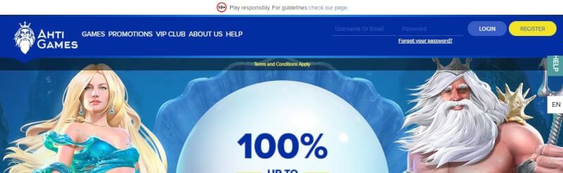 ahti games casino homepage offers casino games, ilk depozit bonusu və yeni oyunçular üçün promosyonlar-loqosu