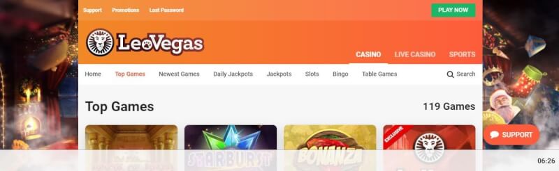 leovegas casino homepage provides gambling games, sports betting and campaigns for brand new players-logo