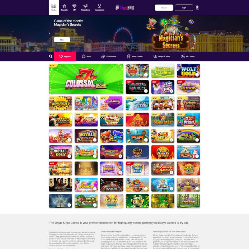 Vegaskings Casino screenshot 1