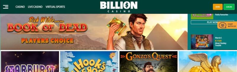 billion casino website offers gambling games, ilk depozit bonusu və yeni oyunçular üçün promosyonlar-loqosu
