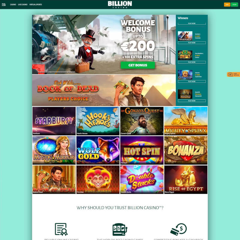 Billion Casino screenshot 1