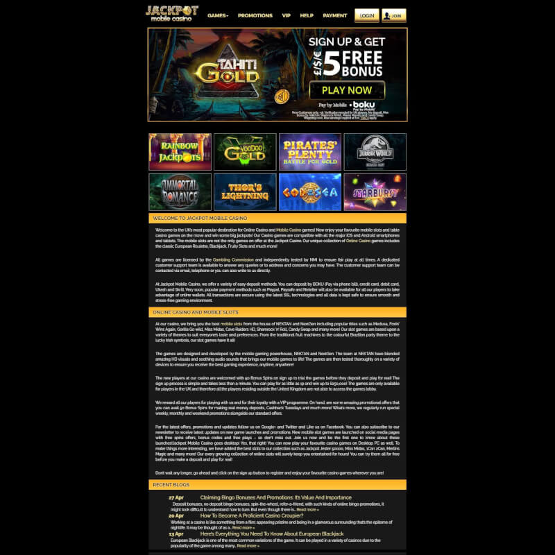 Jackpot mobile phone Casino screenshot 1