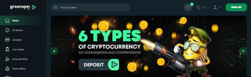 greenspin.bet homepage provides gambling games, ilk depozit bonusu və yeni oyunçular üçün kampaniyalar-loqosu