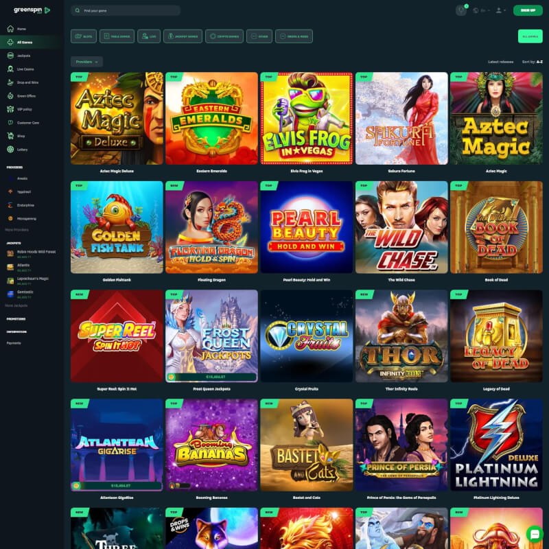 GreenSpin.bet screenshot 2