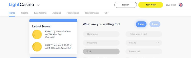 light casino homepage provides gambling games, ilk depozit bonusu və yeni oyunçular üçün promosyonlar-loqosu