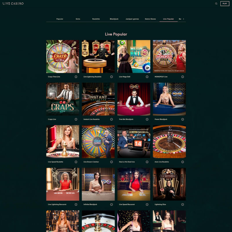 Livecasino screenshot 2