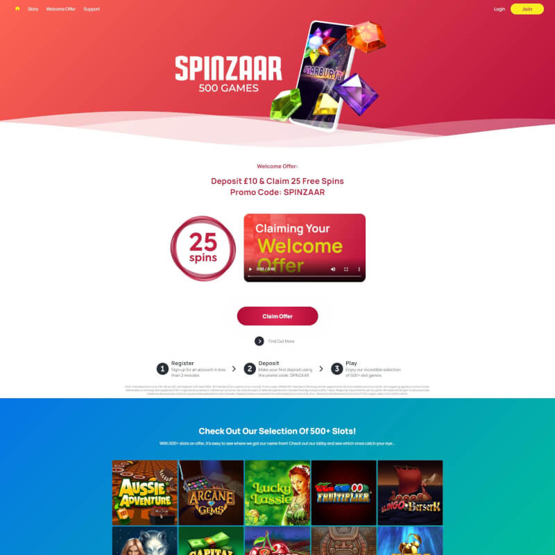 Spinzaar Casino screenshot 1