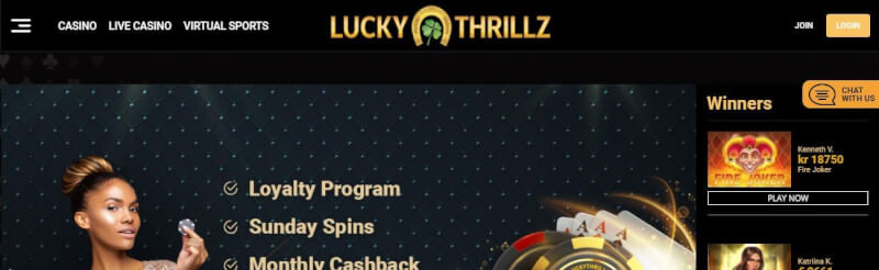 lucky thrillz website offers gambling games, ilk depozit bonusu və yeni oyunçular üçün təkliflər-loqosu