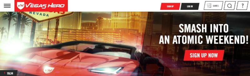 vegas hero casino homepage includes casino games, ilk depozit əlavə və yeni oyunçular üçün təkliflər-loqosu