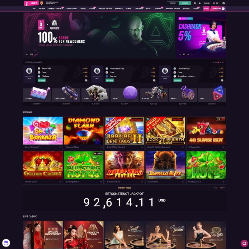 VBet Casino screenshot 1
