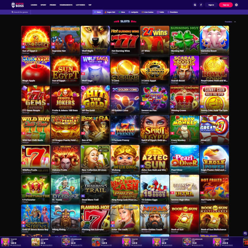 SuperBoss Casino screenshot 2