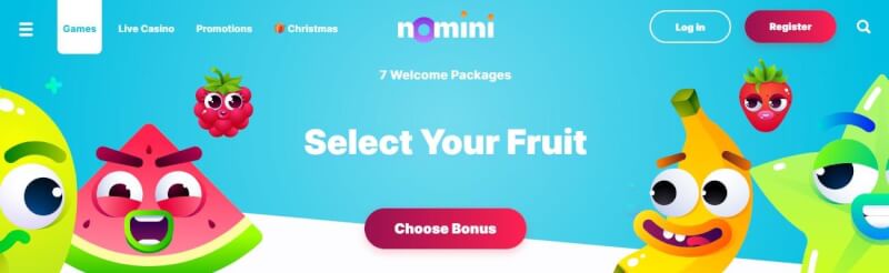 nomini casino website offers gambling games, ilk depozit bonusu və yeni oyunçular üçün təkliflər-loqosu