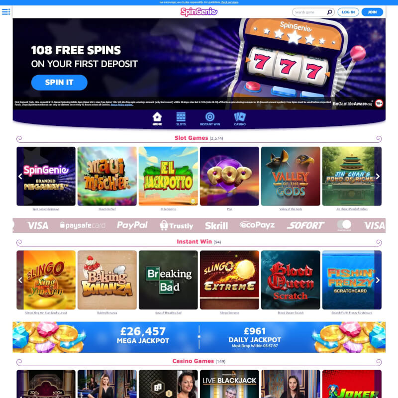 SpinGenie Casino screenshot 1