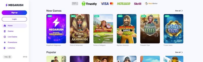 megarush website offers casino games, ilk depozit bonusu və yeni oyunçular üçün promosyonlar-loqosu