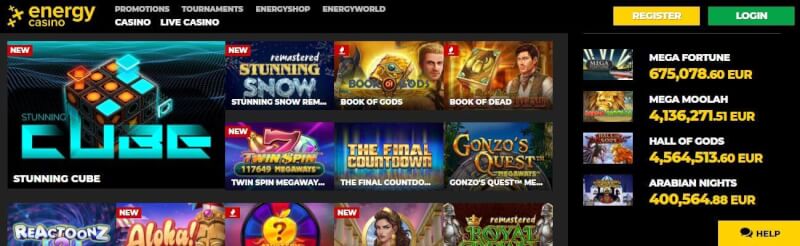 energy casino homepage provides casino games and campaigns for brand new players-logo