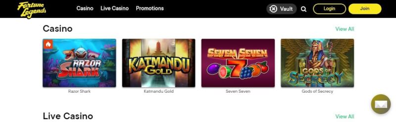 fortune legends homepage offers casino games, very first deposit bonus and offers for new players-logo