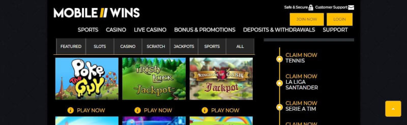 mobile wins casino homepage offers casino games, first deposit extra and campaigns for new players-logo