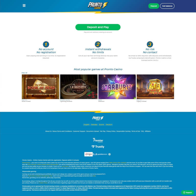 Pronto Casino screenshot 1