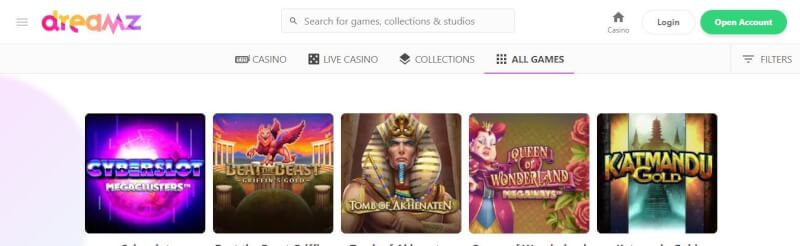 dreamz casino website provides gambling games and campaigns for new players-logo
