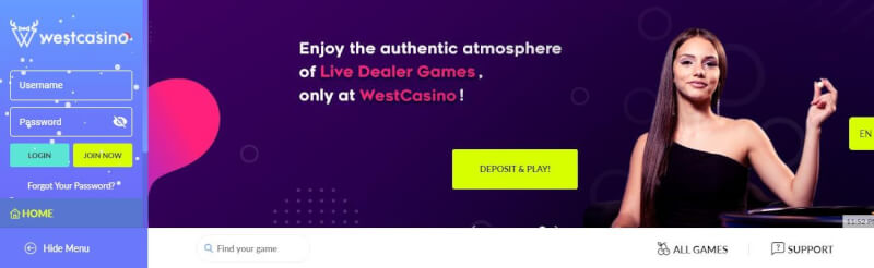 westcasino website provides gambling games, yeni oyunçular üçün ilk depozit bonusu və promosyonlar-loqosu