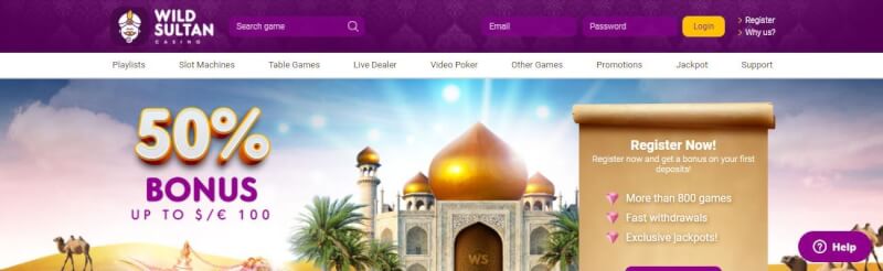 wild sultan casino website offers casino games and promotions for new players-logo