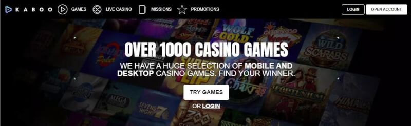 kaboo casino homepage provides casino games, first deposit bonus and offers for new players-logo