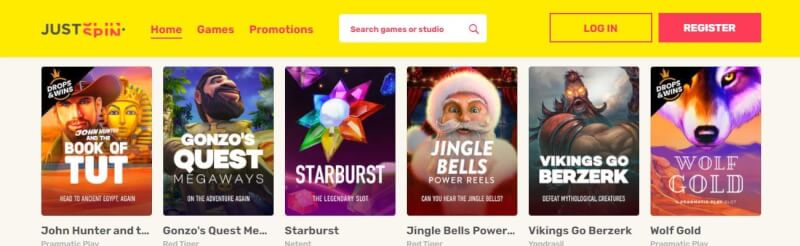 justspin website provides casino games, ilk depozit bonusu və yeni oyunçular üçün təkliflər-loqosu